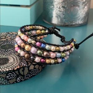 Silver & pearls braided bohemian style bra…